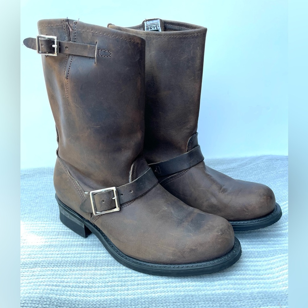 Frye Brown Leather Combat Boots - Picture 2 of 6